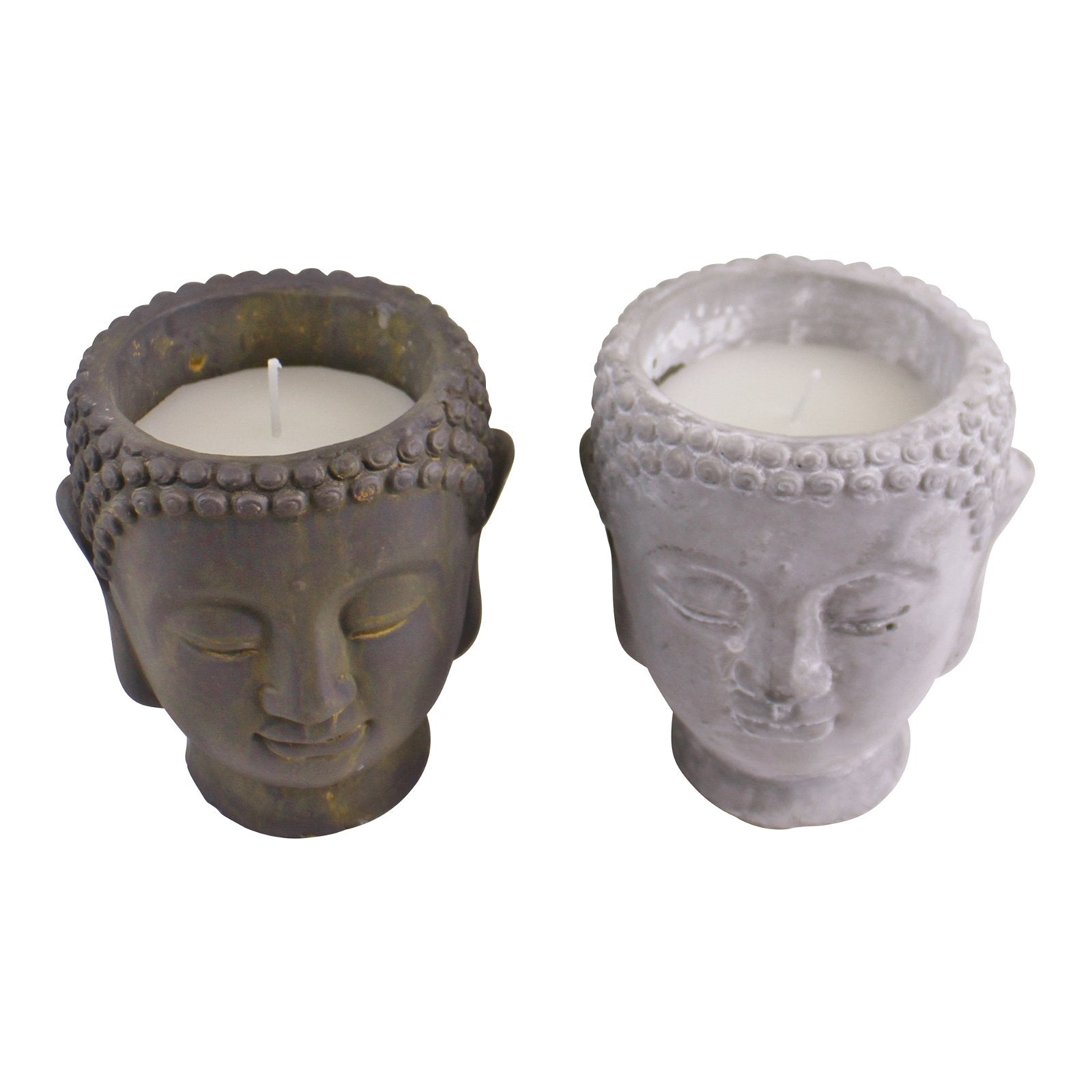 Set of 2 Medium Cement Buddha Design Candles - ScentiMelti Home Fragrance, Beauty & Gifts UK