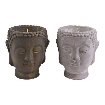 Set of 2 Medium Cement Buddha Design Candles - ScentiMelti Home Fragrance, Beauty & Gifts UK