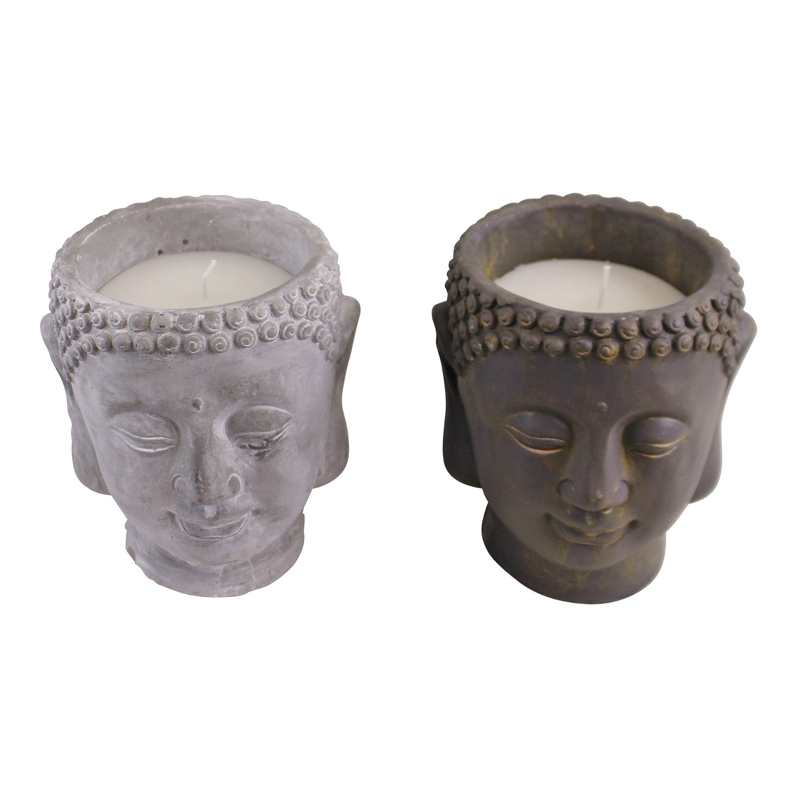 Set of 2 Large Cement Buddha Design Candles - ScentiMelti Home Fragrance, Beauty & Gifts UK