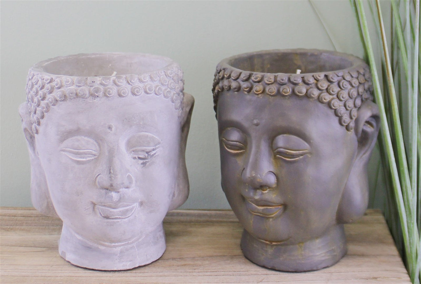 Set of 2 Large Cement Buddha Design Candles - ScentiMelti Home Fragrance, Beauty & Gifts UK