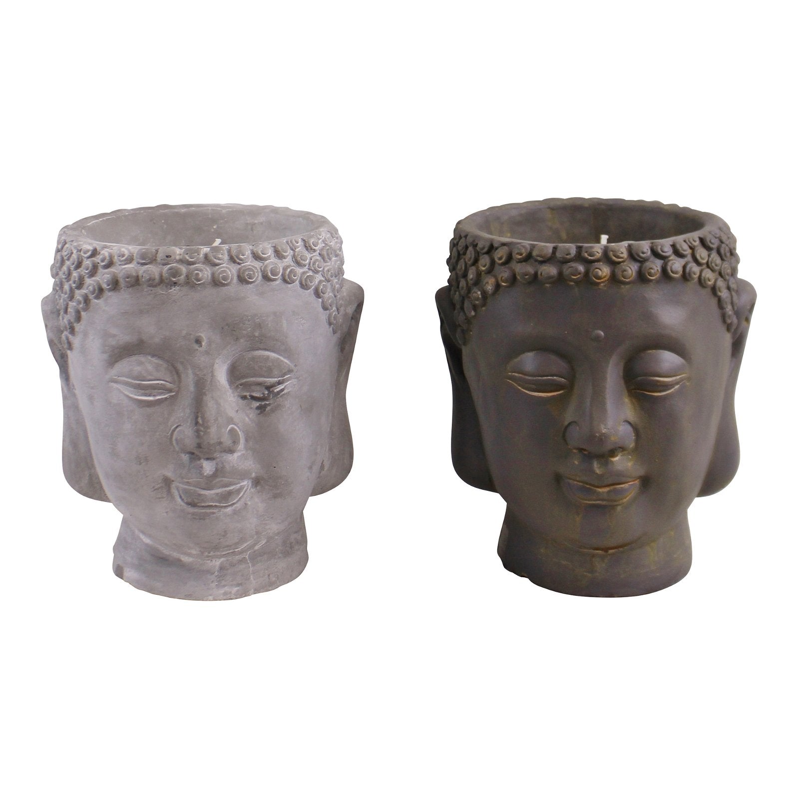 Set of 2 Large Cement Buddha Design Candles - ScentiMelti Home Fragrance, Beauty & Gifts UK