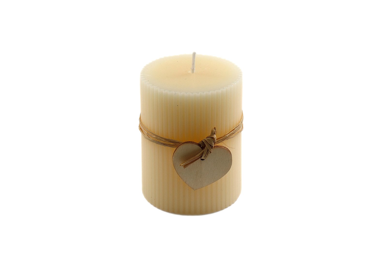 Small Cream Ridged Pillar Candle with Heart Decoration Billies Inks ScentiMelti Wax Melts