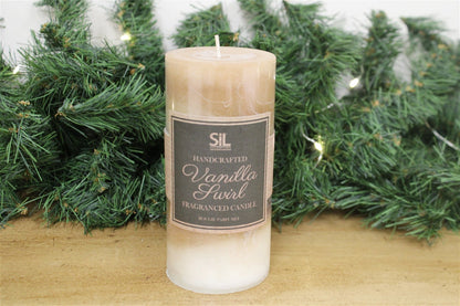 Vanilla Swirl Ombre Pillar Candle - ScentiMelti Home Fragrance, Beauty & Gifts UK