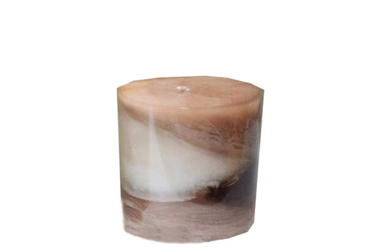 Vanilla Swirl Ombre Pillar Candle Short - ScentiMelti Home Fragrance, Beauty & Gifts UK