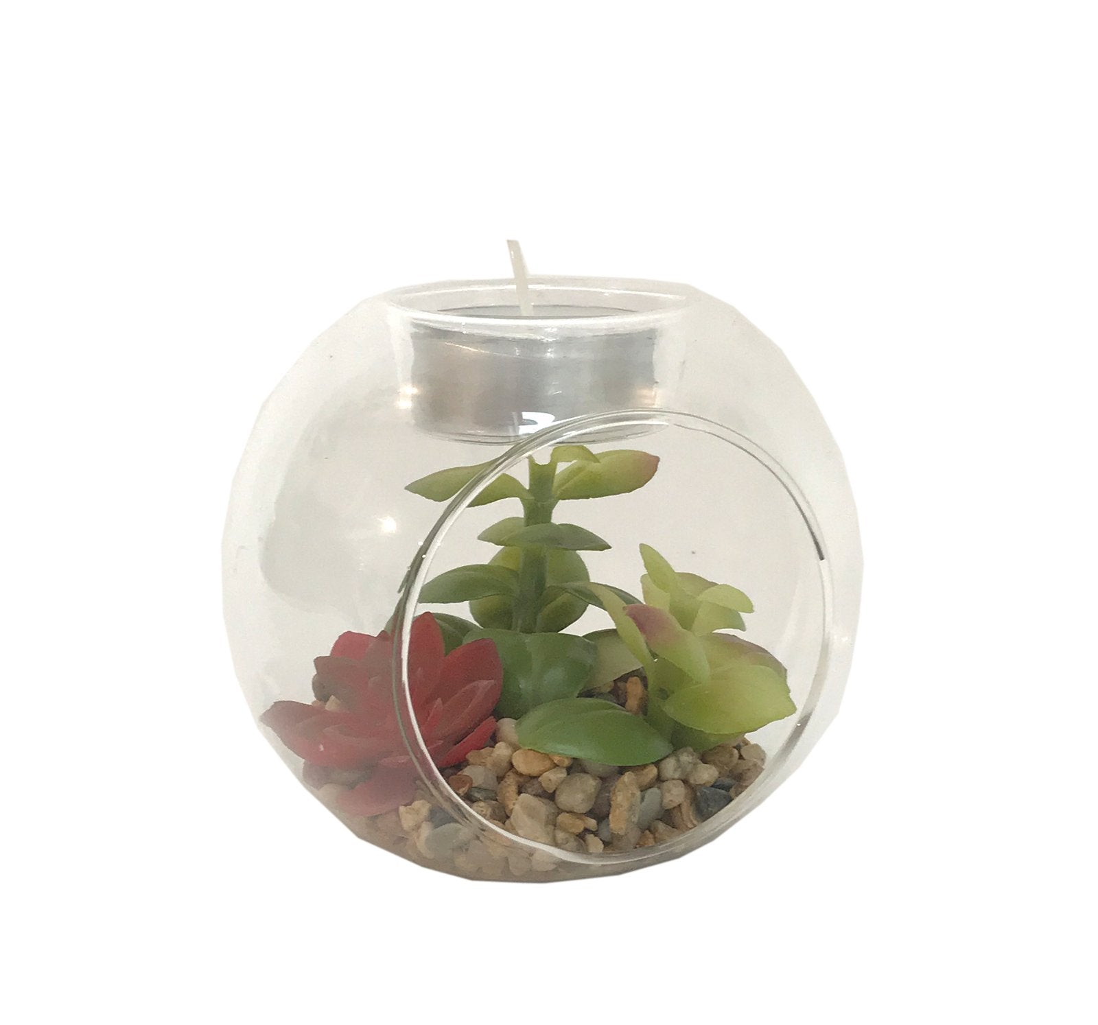 Succulent In Glass Terrarium with TeaLight Holder Billies Inks ScentiMelti Wax Melts