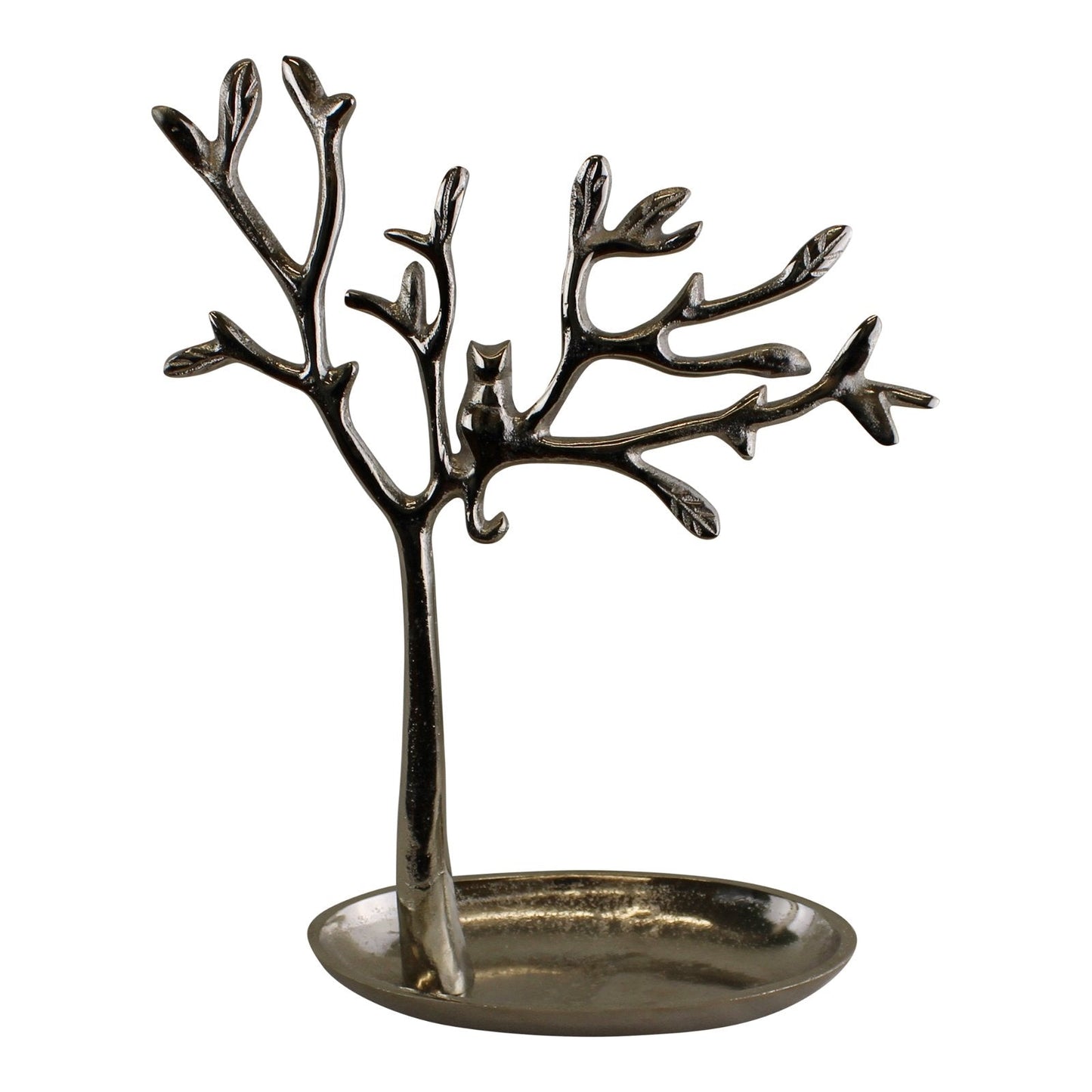 Silver Metal Tree With Cat Jewellery Stand - ScentiMelti Home Fragrance, Beauty & Gifts UK