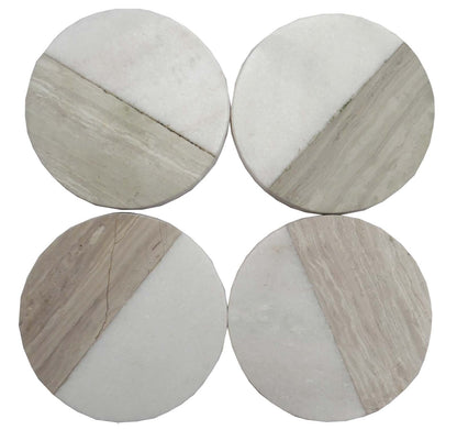 Set of 4 Wood Effect Marble Coasters - Round Billies Inks ScentiMelti Wax Melts