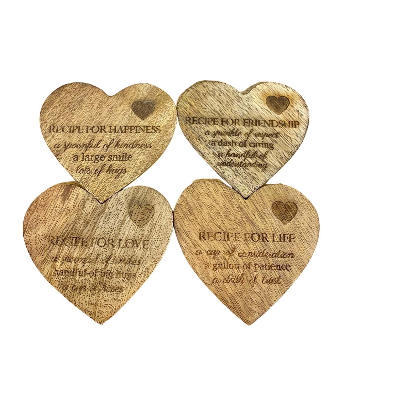 Set of 4 Wooden Heart Shaped Coasters Billies Inks ScentiMelti Wax Melts