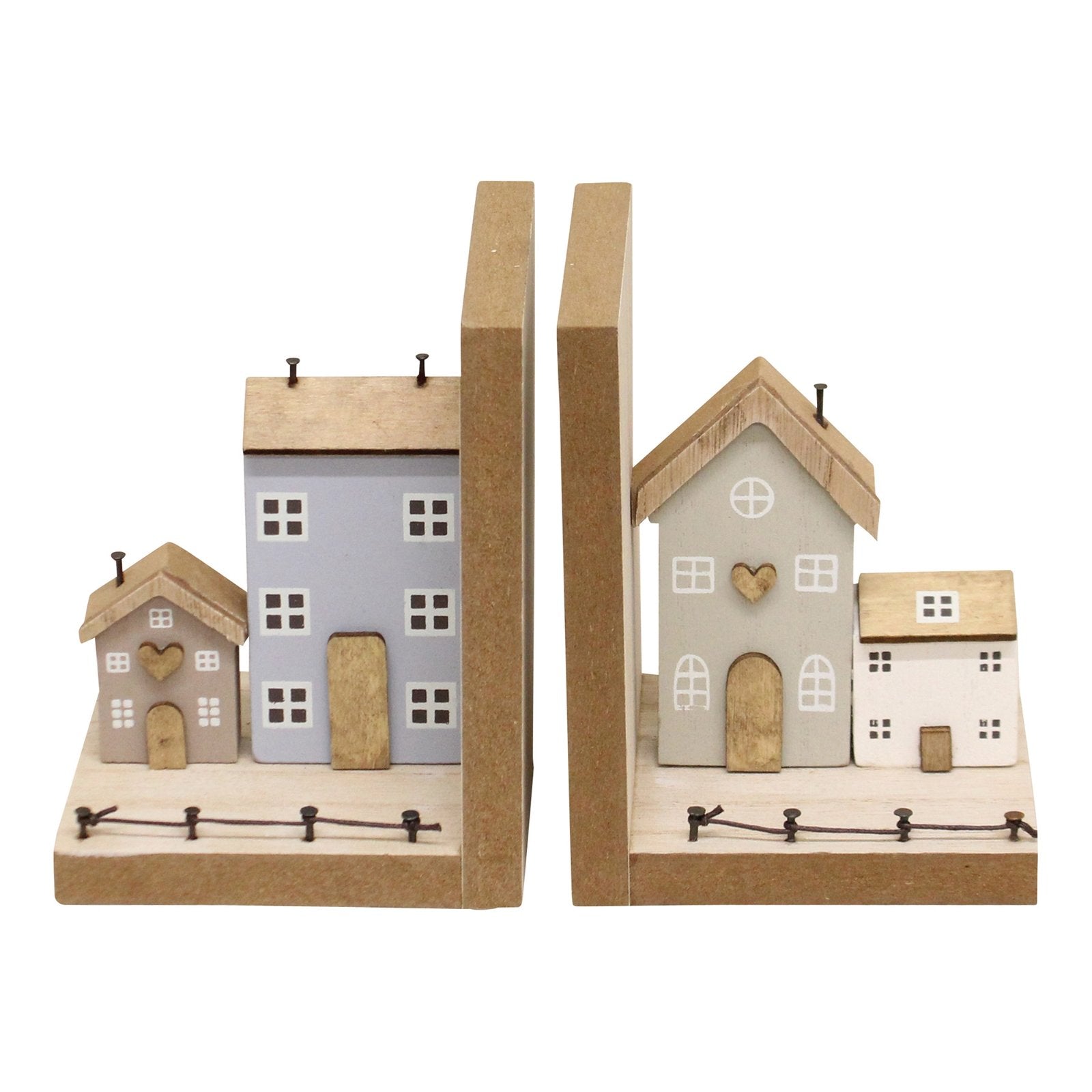 Pair of Bookends, Wooden Houses Design - ScentiMelti Home Fragrance, Beauty & Gifts UK