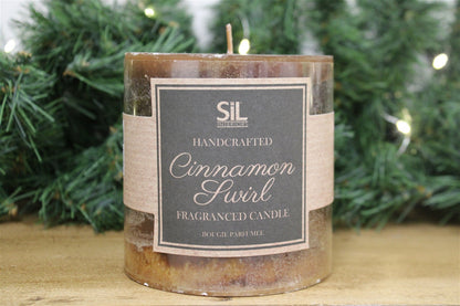 Cinnamon Swirl Ombre Pillar Candle Short - ScentiMelti Home Fragrance, Beauty & Gifts UK