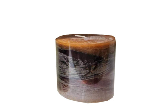 Cinnamon Swirl Ombre Pillar Candle Short - ScentiMelti Home Fragrance, Beauty & Gifts UK