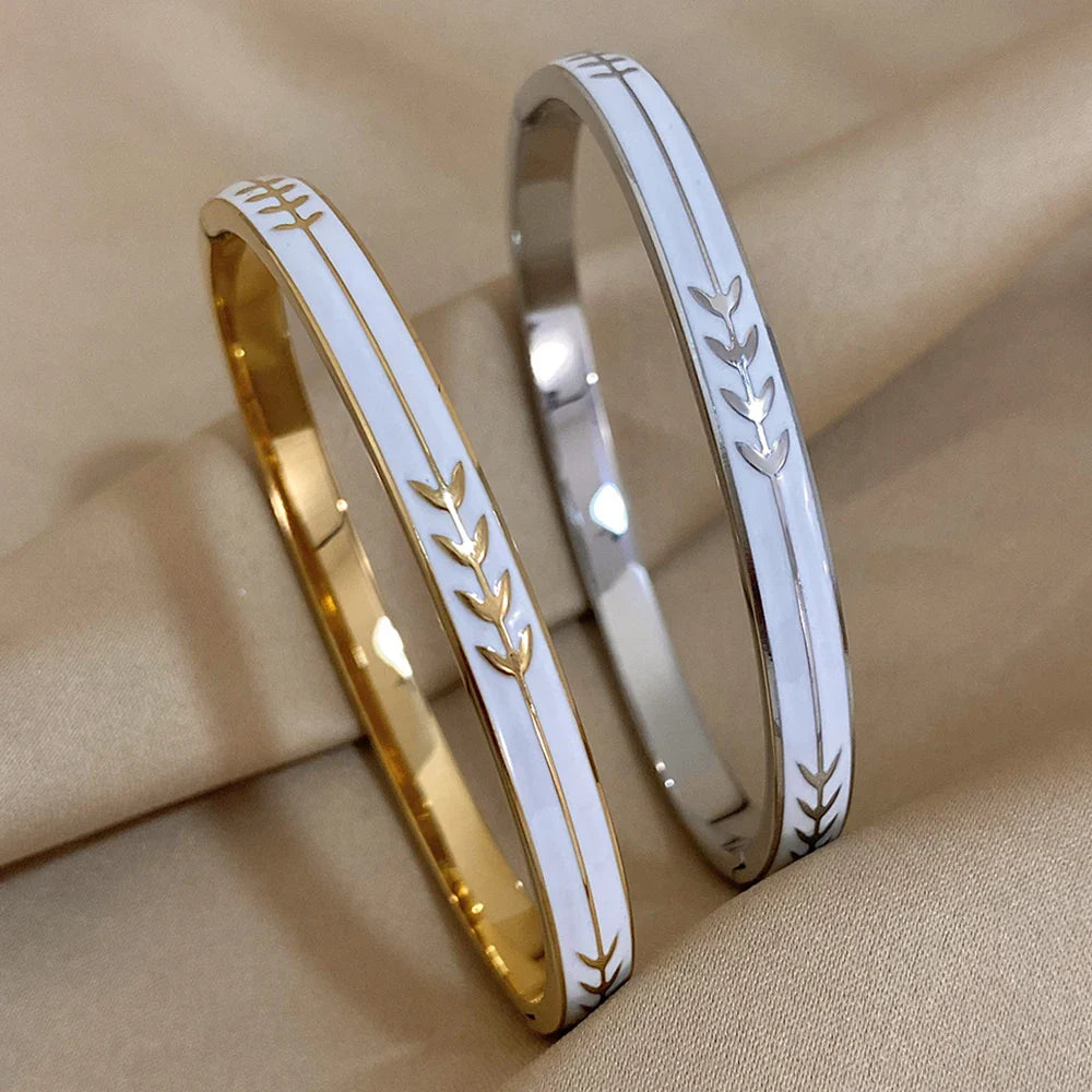 White Enamel Arrow Bracelet - Gold or Silver - ScentiMelti Home Fragrance, Beauty & Gifts UK