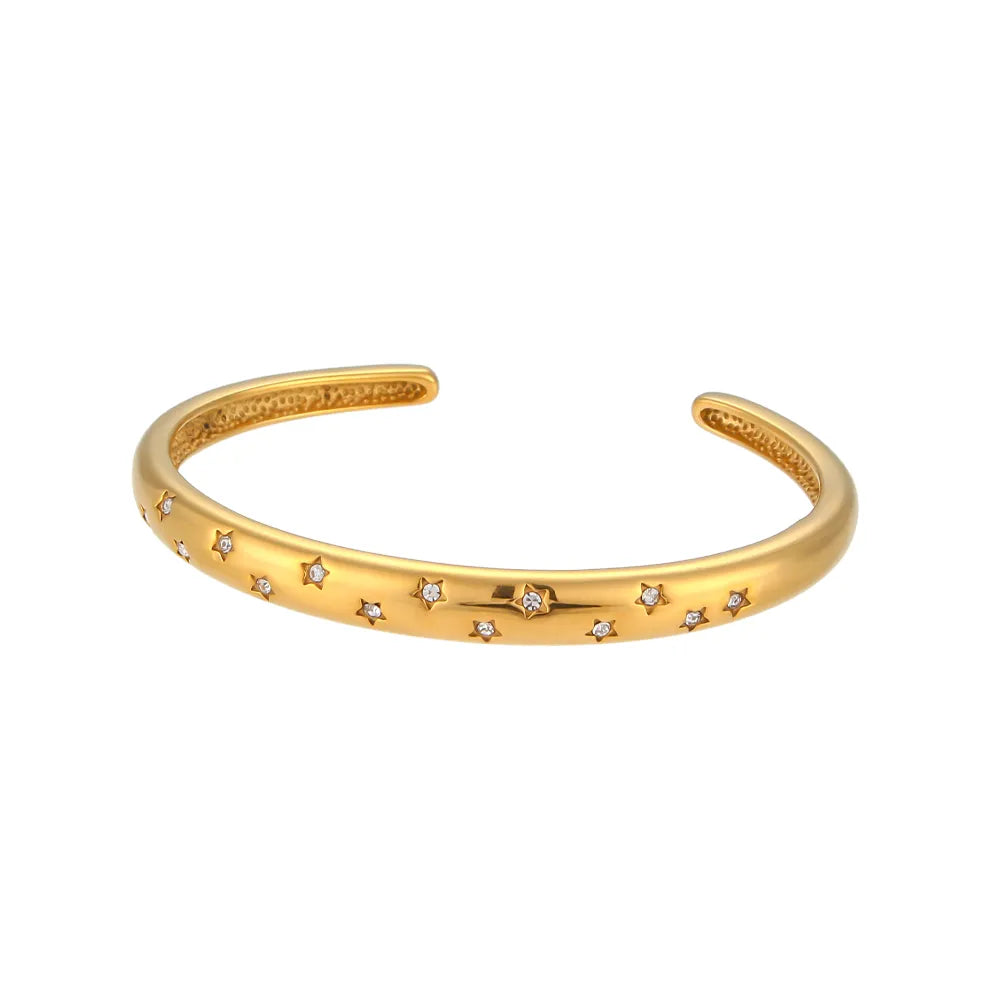 18K Gold Plated Star Cuff Bangle Bracelets - ScentiMelti  18K Gold Plated Star Cuff Bangle Bracelets