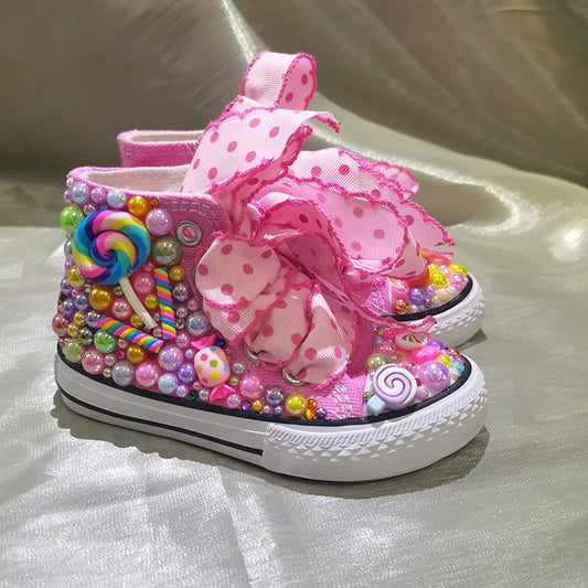 Dolly Bling Baseball Boots Pink Candy Canvas