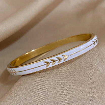 White Enamel Arrow Bracelet - Gold or Silver - ScentiMelti Home Fragrance, Beauty & Gifts UK