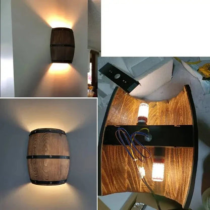 Retro Wood Barrel Wall Light Fixture - ScentiMelti Home Fragrance, Beauty & Gifts UK