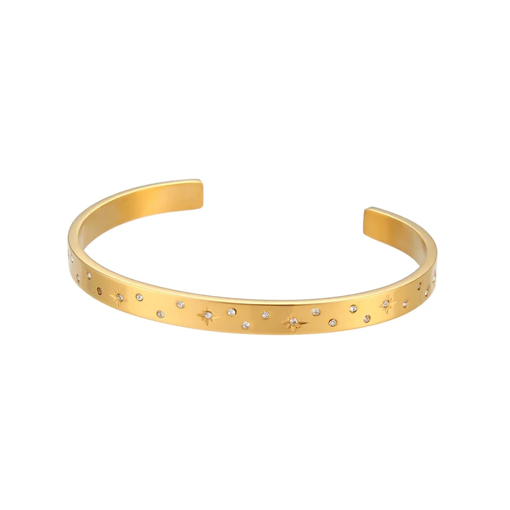 18K Gold Plated Star Cuff Bangle Bracelets - ScentiMelti  18K Gold Plated Star Cuff Bangle Bracelets