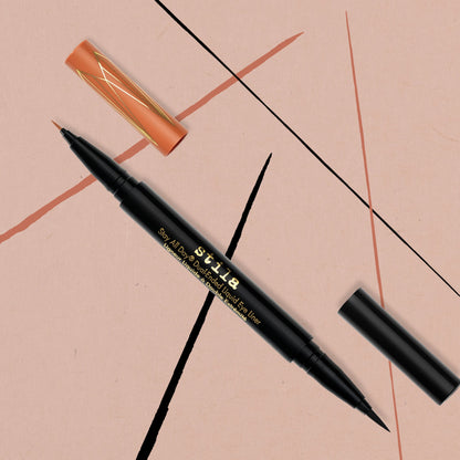 Stila Stay All Day® Dual-Ended Waterproof Liquid Eye Liner: Shimmer Micro Tip Tequila Sunrise and Intense Black - ScentiMelti Home Fragrance, Beauty & Gifts UK