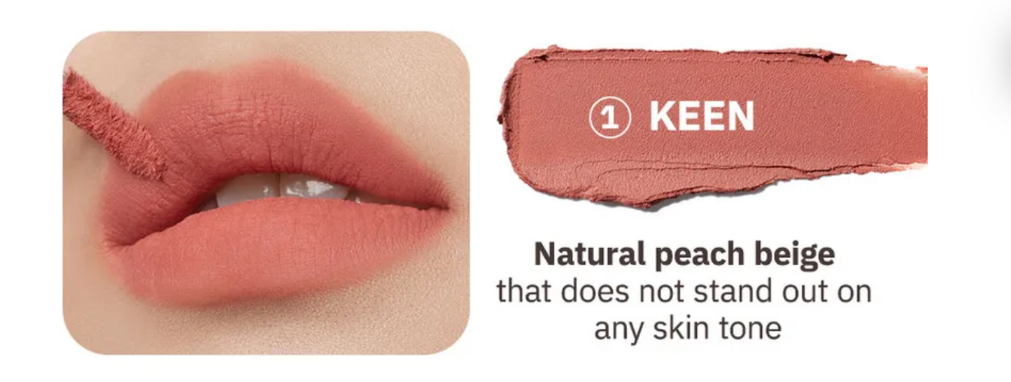 Moonshot Performance Lip Blur Fixing Tint #01 Keen: Warm-tone soft peachy beige colour - ScentiMelti Home Fragrance, Beauty & Gifts UK