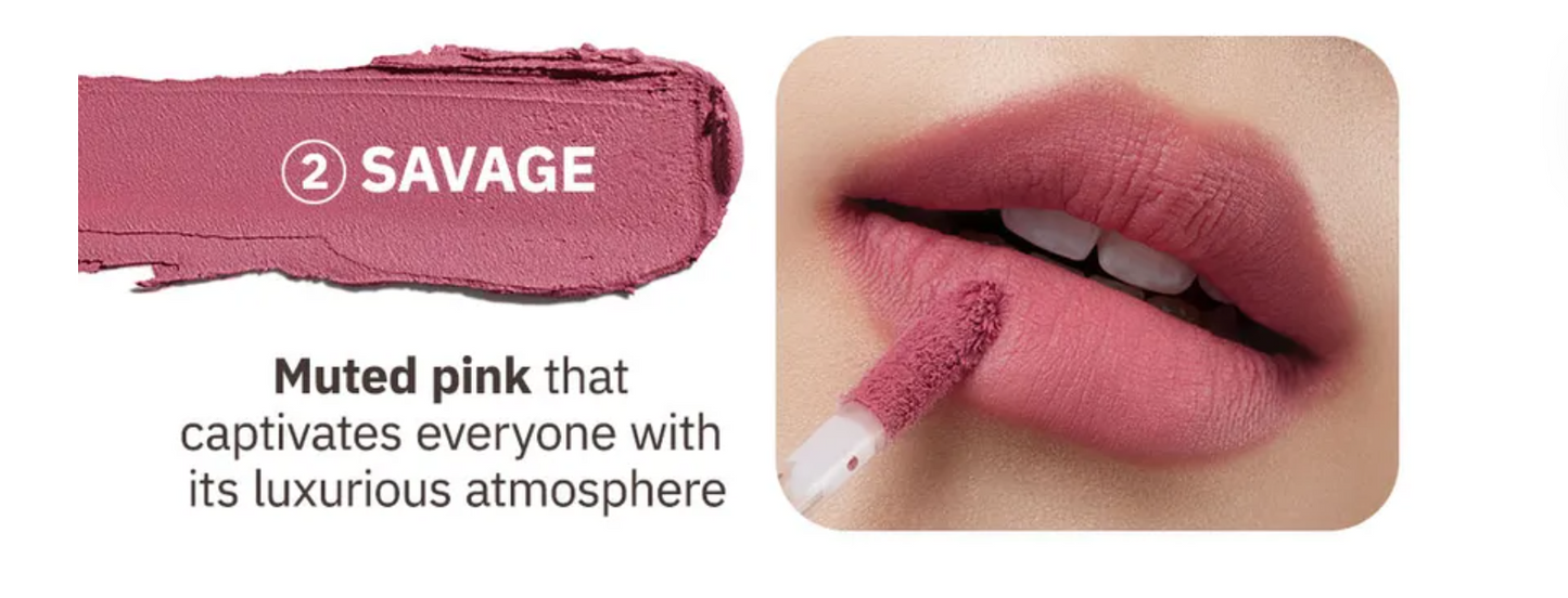 Moonshot Performance Lip Blur Fixing Tint #02 Savage: Cool-tone muted pink colour - ScentiMelti Home Fragrance, Beauty & Gifts UK