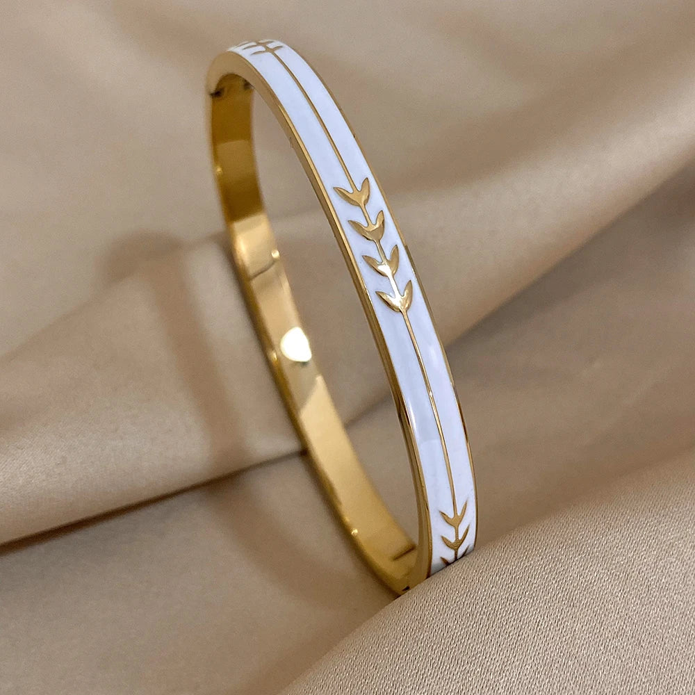 White Enamel Arrow Bracelet - Gold or Silver - ScentiMelti Home Fragrance, Beauty & Gifts UK