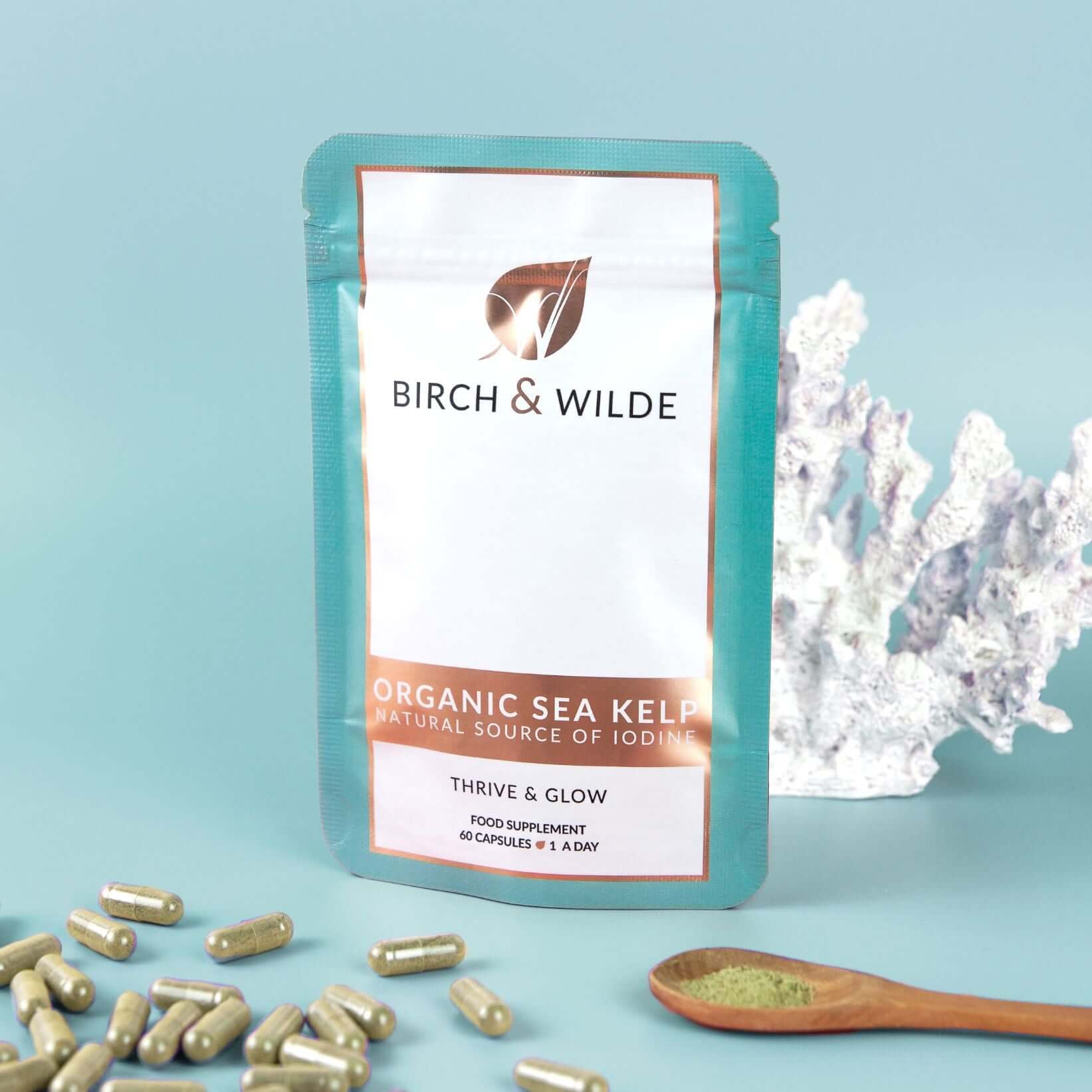 Organic Sea Kelp Supplement Capsules x 60 | Natural Iodine | 2 Month Refill Pouch Birch & Wilde ScentiMelti Wax Melts