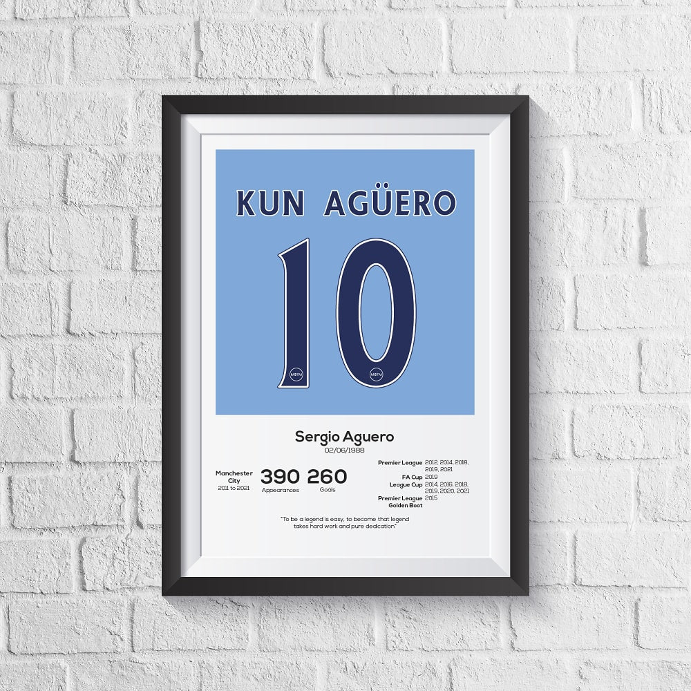 Sergio Aguero Manchester City Legend Stats Print MOTM Football ScentiMelti Wax Melts