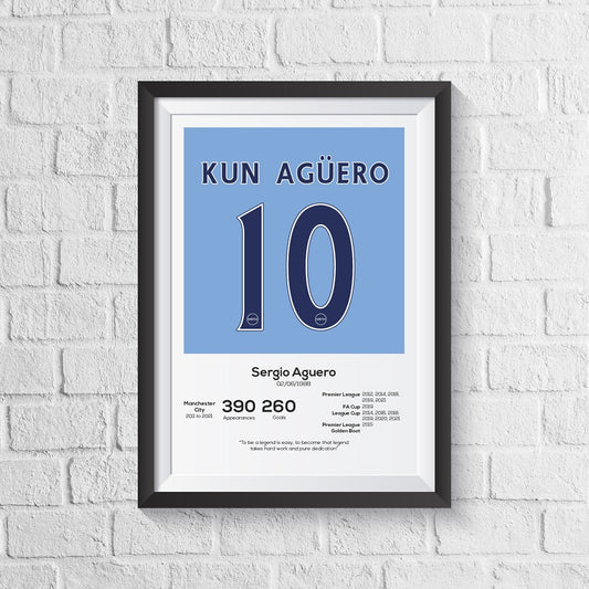 Sergio Aguero Manchester City Legend Stats Print MOTM Football ScentiMelti Wax Melts