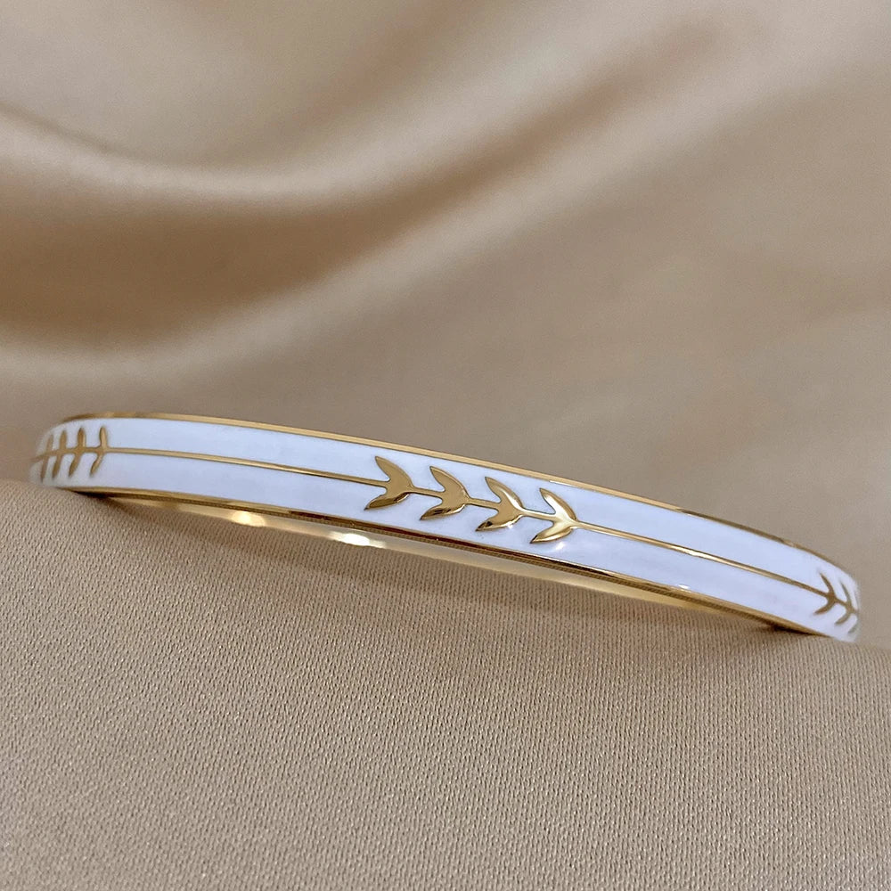 White Enamel Arrow Bracelet - Gold or Silver - ScentiMelti Home Fragrance, Beauty & Gifts UK