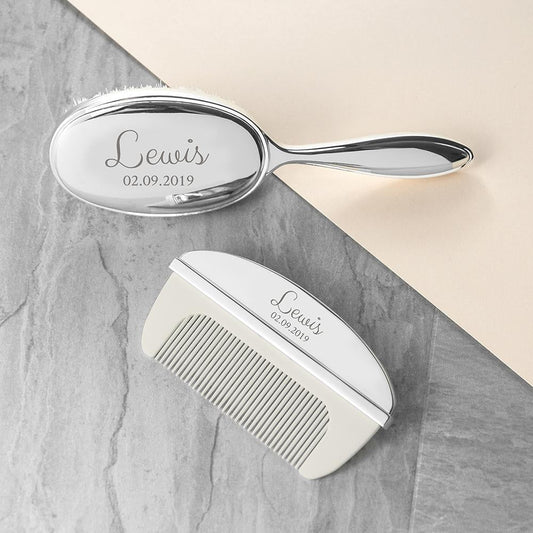 Silver Plated Baby Brush And Comb Set Personalised Sweetlea Gifts Ltd ScentiMelti Wax Melts