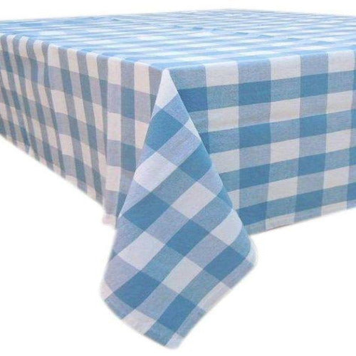 Sky Blue Gingham Check Cotton Table Cloth - ScentiMelti Home Fragrance, Beauty & Gifts UK