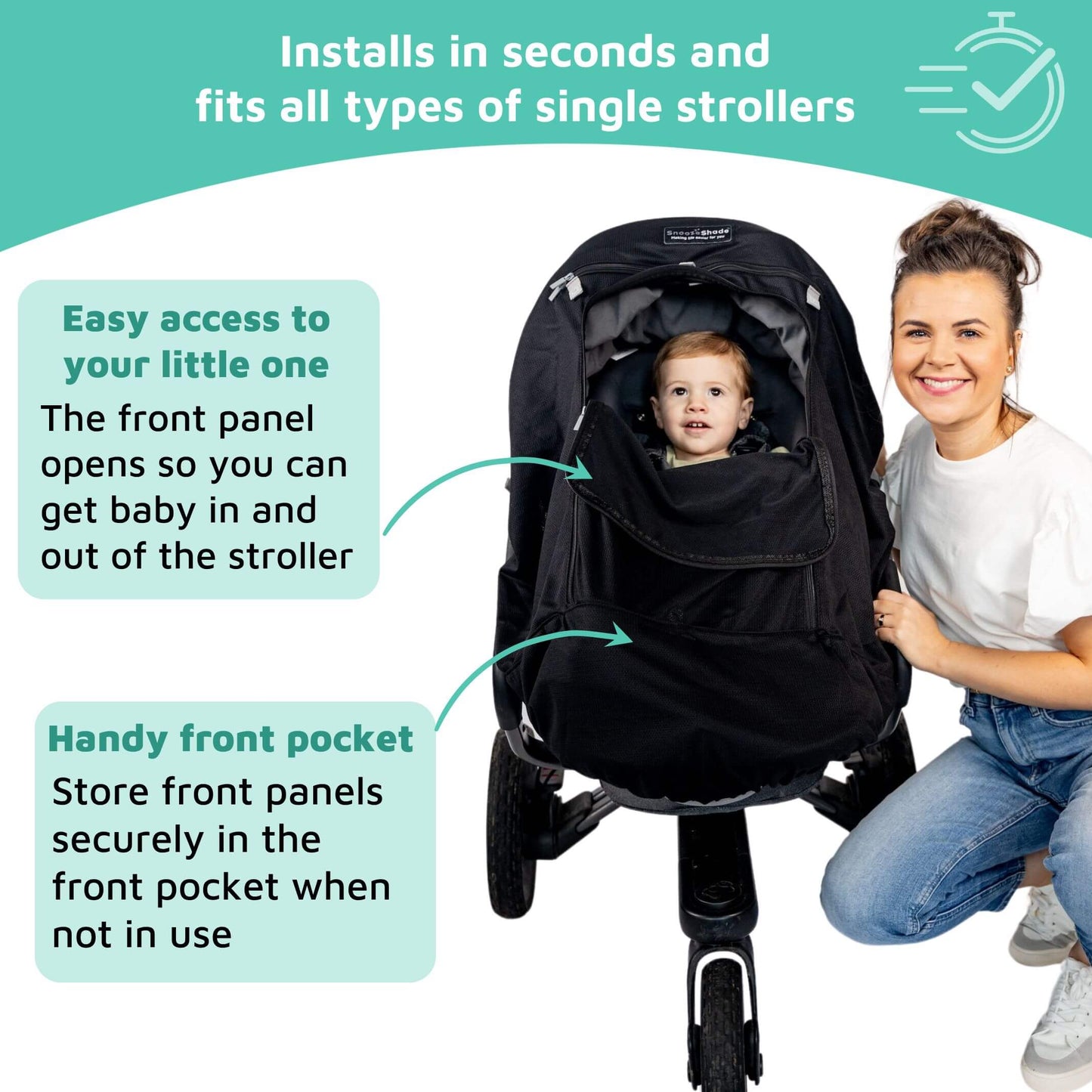 SnoozeShade Plus Extra (6m+) | Buggy & pushchair sun shade | Universal fit, blocks up to 99% of UV & helps little ones nap - ScentiMelti Home Fragrance, Beauty & Gifts UK