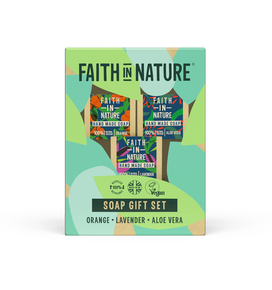 Faith in Nature Soap Gift Set - Orange, Lavender and Aloe Vera, 100g - ScentiMelti Home Fragrance, Beauty & Gifts UK