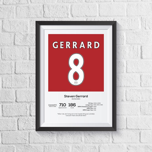 Steven Gerrard Liverpool Legend Stats Print MOTM Football ScentiMelti Wax Melts