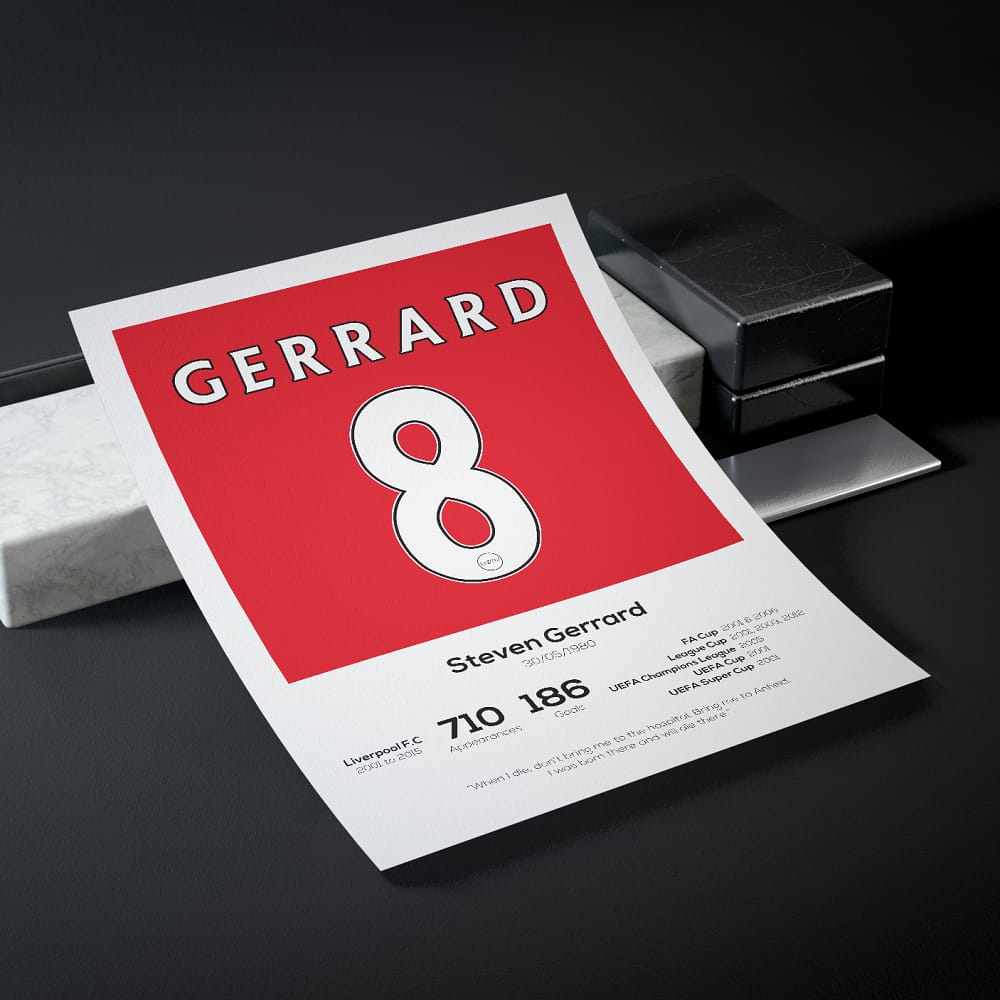 Steven Gerrard Liverpool Legend Stats Print MOTM Football ScentiMelti Wax Melts