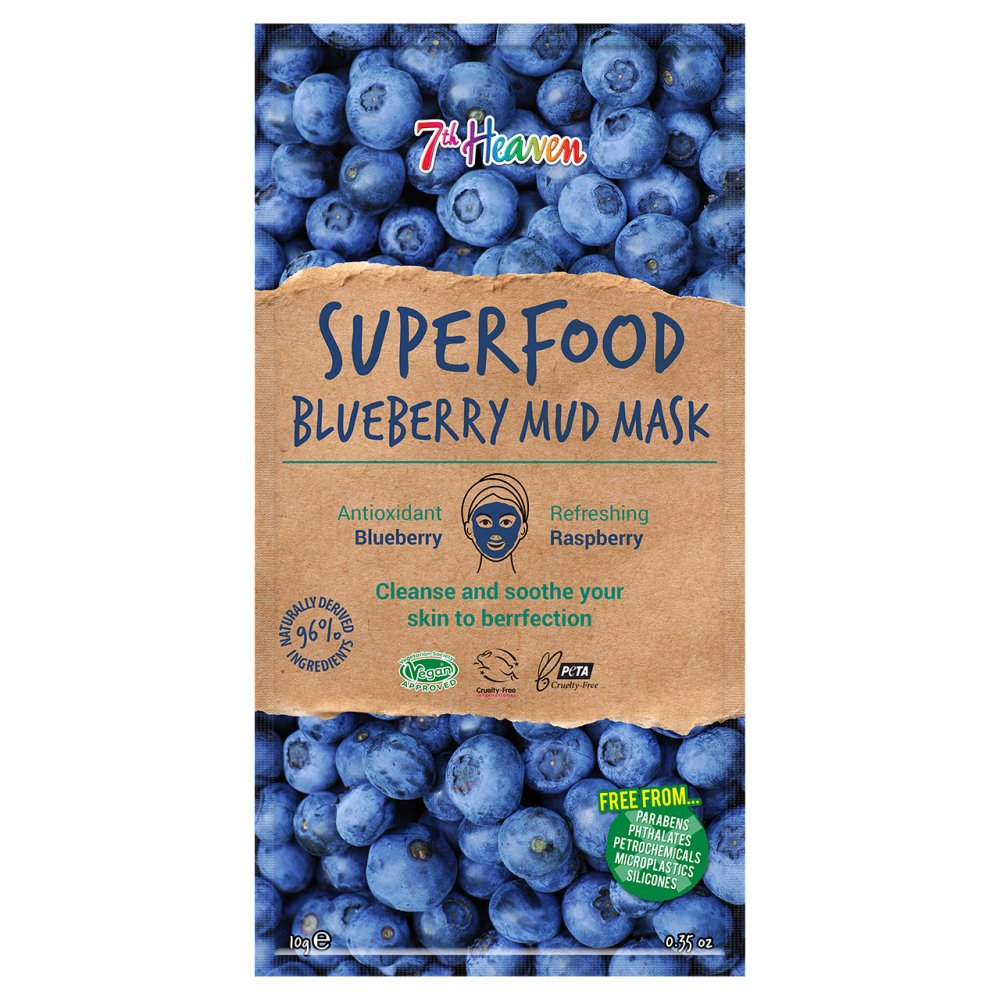 7th Heaven Superfood Blueberry Mud Mask, Soothing and Hydrating Mask with Refreshing Raspberry and Anti-oxidant Blueberry - Ideal for All Skin Types 10g Beauty Goddess ScentiMelti Wax Melts