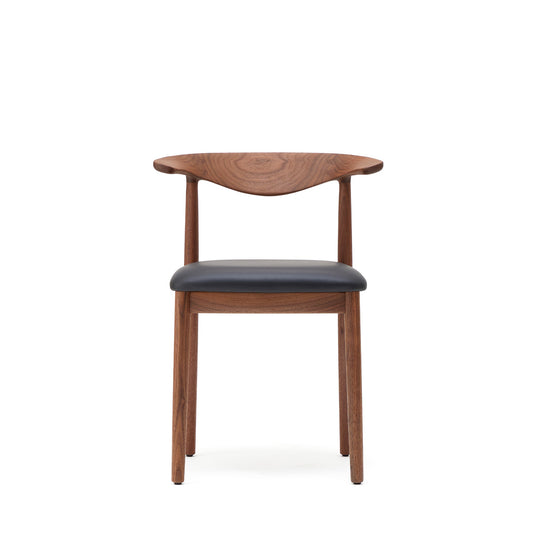 Delta Chair Black Leather & Walnut