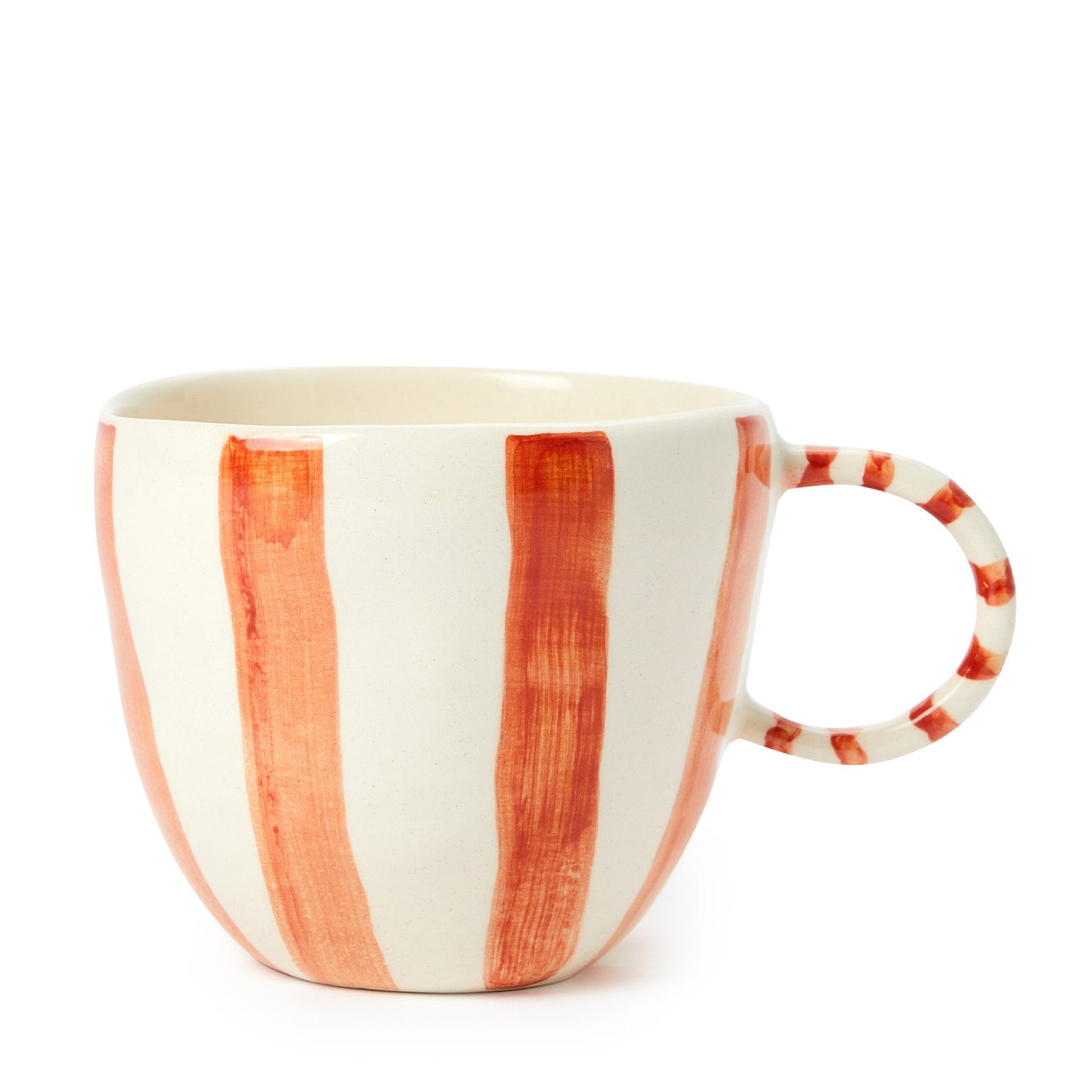 Striped Stoneware Mug Coral - ScentiMelti Home Fragrance, Beauty & Gifts UK