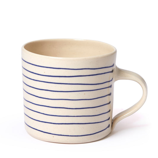 Horizontal Stripe Breakfast Mug Blue - ScentiMelti Home Fragrance, Beauty & Gifts UK