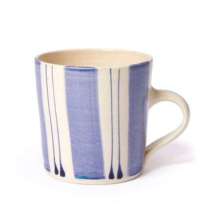 Vertical Stripe Breakfast Mug Blue - ScentiMelti Home Fragrance, Beauty & Gifts UK