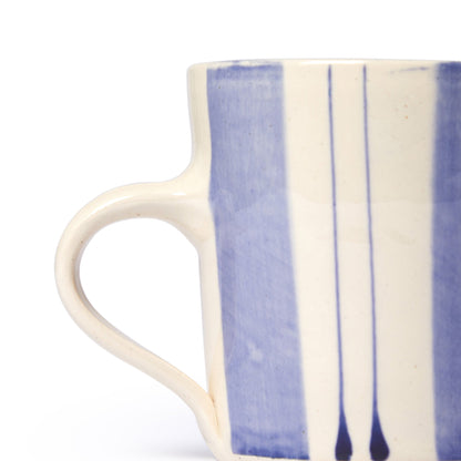 Vertical Stripe Breakfast Mug Blue - ScentiMelti Home Fragrance, Beauty & Gifts UK