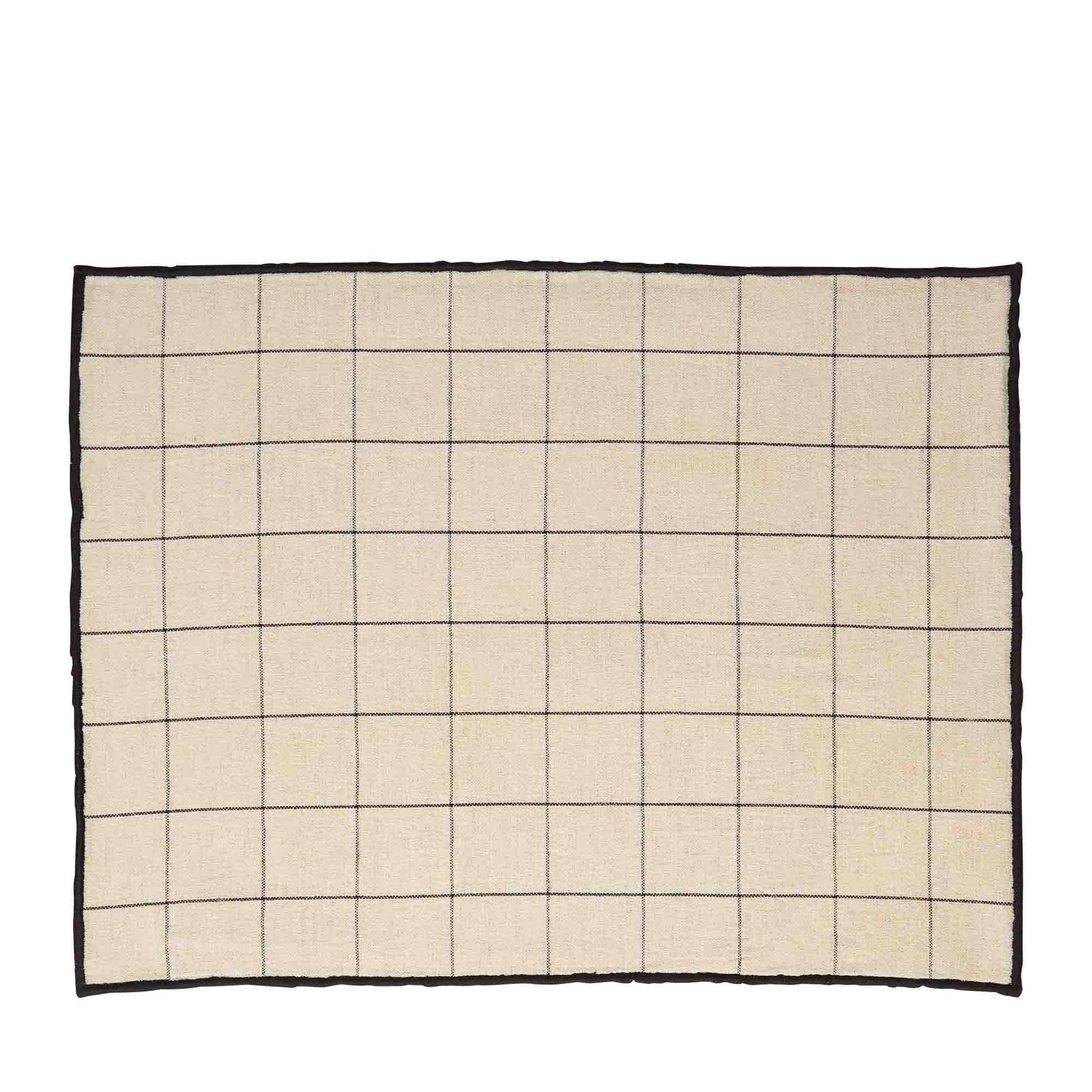 Woven Check Rectangular Placemat Oyster & Black 40 x 30cm - ScentiMelti Home Fragrance, Beauty & Gifts UK