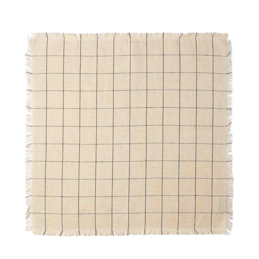 Woven Check Linen Napkin Oyster 45 x 45cm - ScentiMelti Home Fragrance, Beauty & Gifts UK