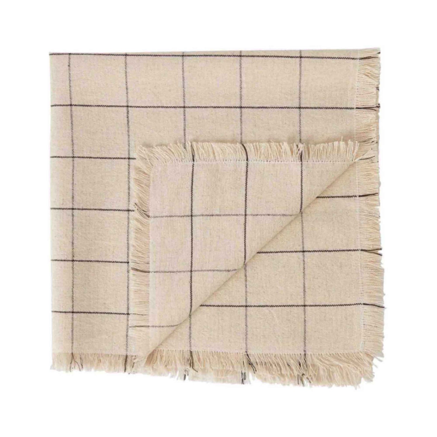 Woven Check Linen Napkin Oyster 45 x 45cm - ScentiMelti Home Fragrance, Beauty & Gifts UK