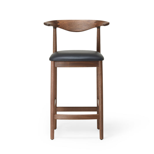 Delta Counter Stool Black Leather & Walnut - ScentiMelti Home Fragrance, Beauty & Gifts UK