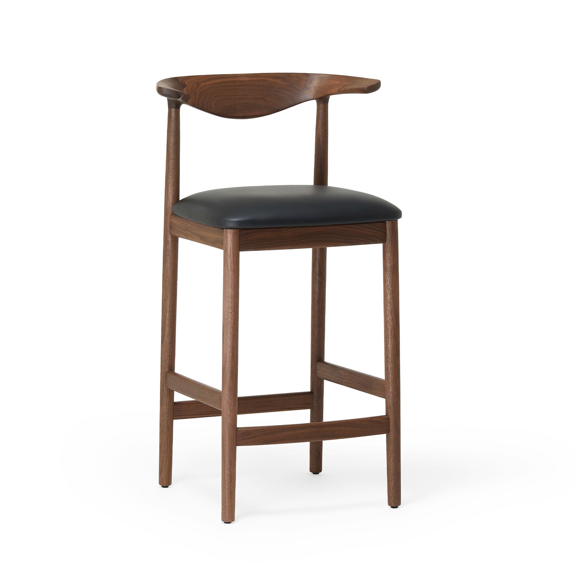 Delta Counter Stool Black Leather & Walnut - ScentiMelti Home Fragrance, Beauty & Gifts UK