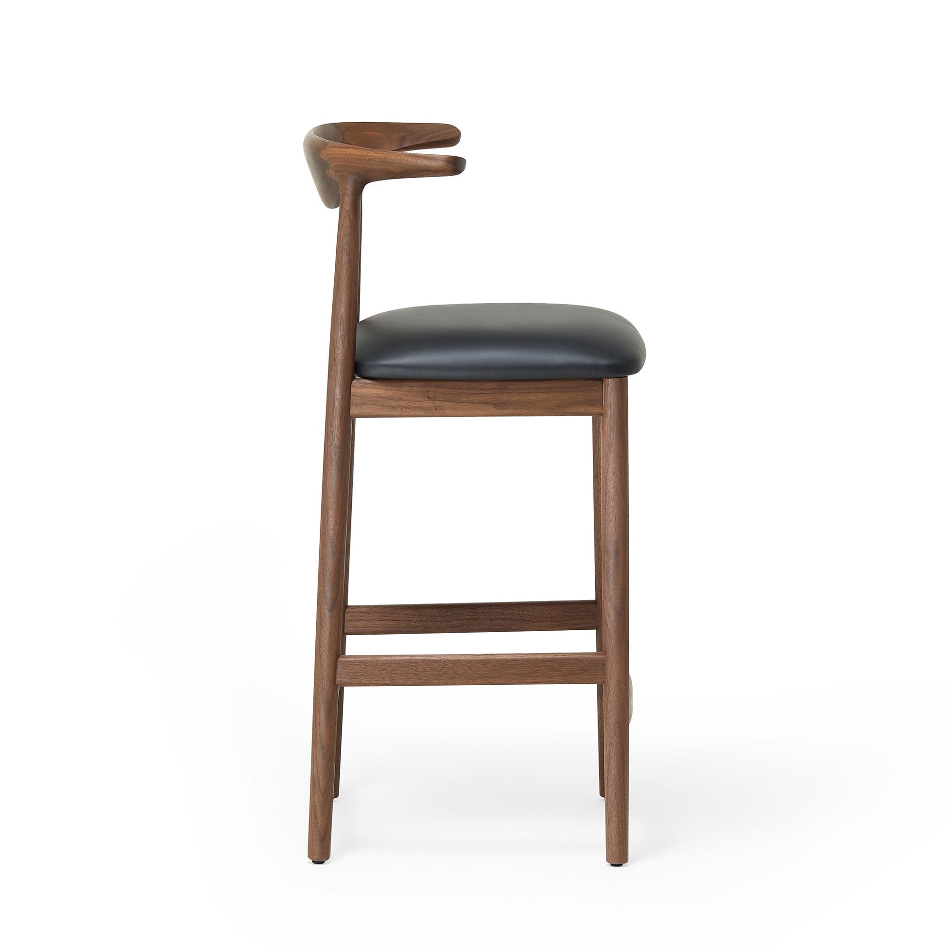 Delta Counter Stool Black Leather & Walnut - ScentiMelti Home Fragrance, Beauty & Gifts UK