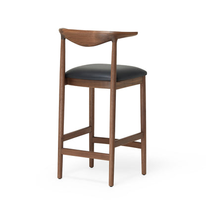 Delta Counter Stool Black Leather & Walnut - ScentiMelti Home Fragrance, Beauty & Gifts UK