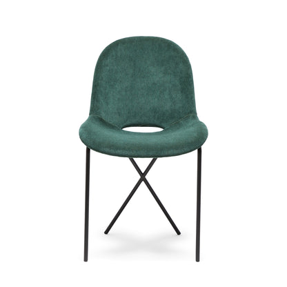 Cross Leg Side Chair Alpaca Velvet Emerald - ScentiMelti Home Fragrance, Beauty & Gifts UK