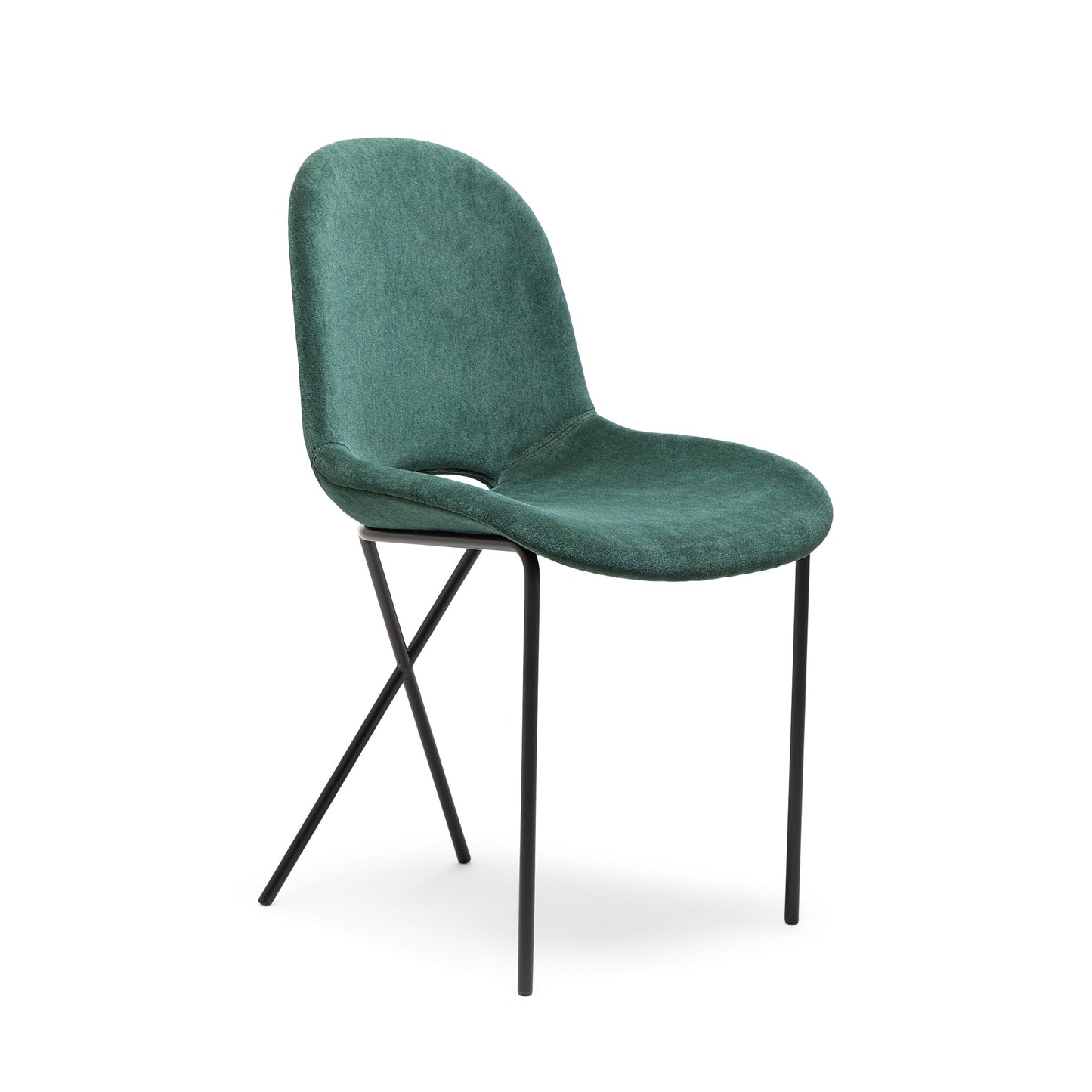 Cross Leg Side Chair Alpaca Velvet Emerald - ScentiMelti Home Fragrance, Beauty & Gifts UK